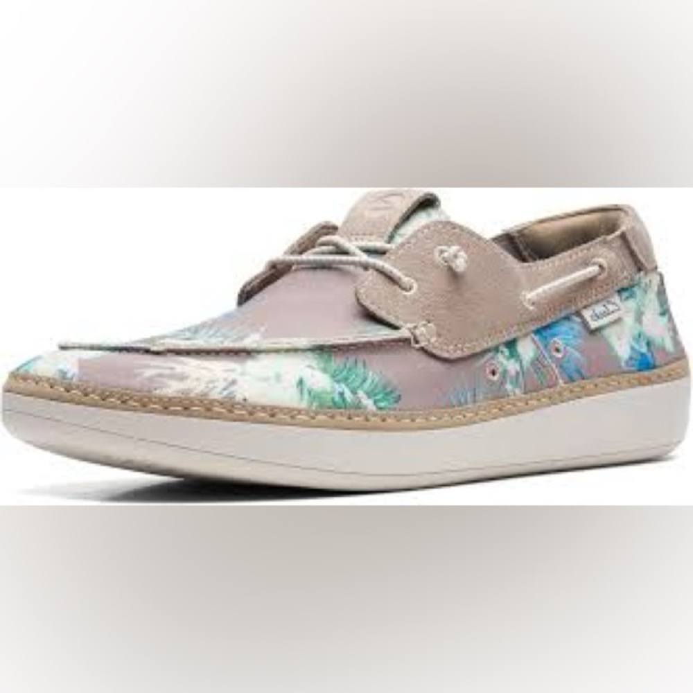 Clarks Higley tie floral canvas boat shoes size 8M